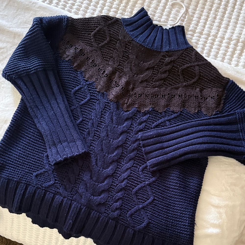 Navy & brown Vera wang turtle neck sweater